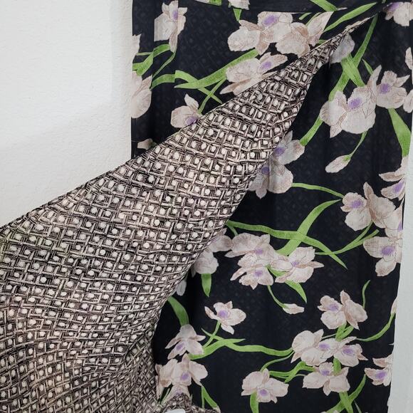 Reversible Skirt Womens Size L Midi Length Floral Geometric Pull On Elastic - Picture 5 of 16